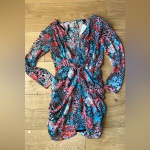 River Island Vibrant Floral Mini Dress - Red and Blue